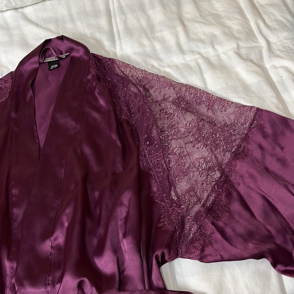 Victorias Secret plum colored satin robe size M/L